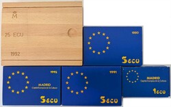 ECU Gedenkmünzen: Sammlung von 5 verschiedenen ECU-Gedenkmünzen, ...