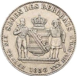 Sachsen, Königreich, Ausbeutetaler 1858 F, Johann (1854-1873), AKS ...
