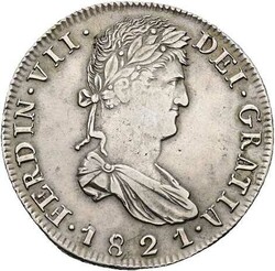 8 Reales RG 1821, Zacatecas, 26,76 g, ss/vz.