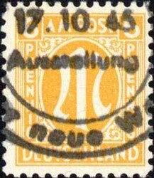 6 Pf. deutscher Druck, auf sogenanntem Etikettenpapier der 1. Auflage ...