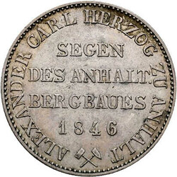 Anhalt-Bernburg: Ausbeutetaler 1846 Alexander Carl 1834-1863, AKS 16  ...