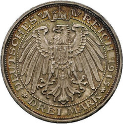 Preussen: 3 Mark 1915 A Mansfeld, Jaeger 115, schöne Patina, kl. ...