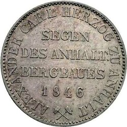 Anhalt-Bernburg, Ausbeutetaler 1846 A, Alexander Carl (1834-1863), ...