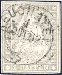 2 Rp. mattgrau 1862 vollrandig, K2 KEUCHATE zentr. gest, korrigiert. ...