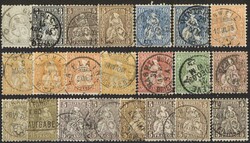 2 C.- 1 Fr. 1862/81 Sitz. Helvetia, Ausgabe kpl. 20 Stck., 3 kl Zf., ...