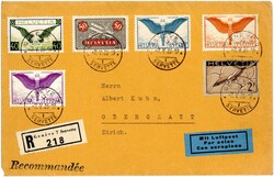 Luftpost R-Brief mit Flugmarken Mi. 184 , 189-91, 233, 245, Pracht. ...