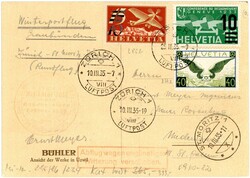 2x 10/15 C. Wintersportflug Graubünden, hds. Abflug Zürich 10.3.35 ...