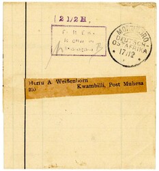 17.12.1915: MOROGORO DEUTSCH OSTAFRIKA klarer Abschlag mit violettem ...