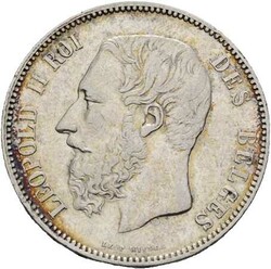 Belgien, Königreich 5 Francs 1873 Leopold II. (1865-1909), KM# 24, ...