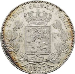 Belgien, Königreich 5 Francs 1873 Leopold II. (1865-1909), KM# 24, ...