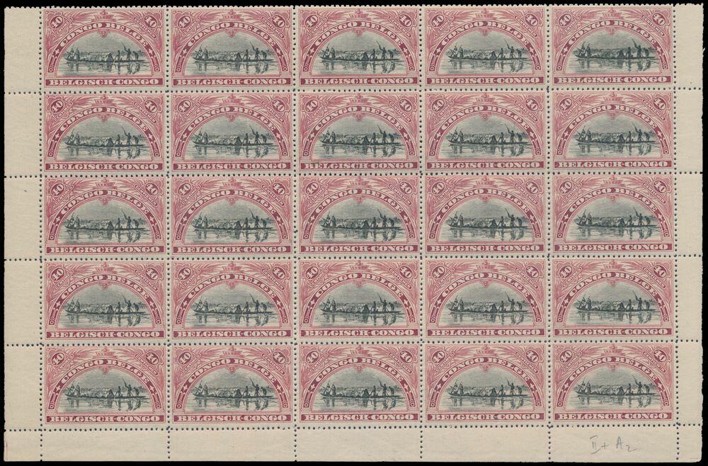 Nr. 68 "40c. karminbraun", zwei Halbblätter zu 25 Stück, beide ...