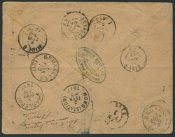 1877 Nr. 24 und 32, auf Einschreibenumschlag, aus Auvelais, datiert ...