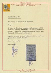 BA 6-Cu "60c. orange" avec surcharge renversée "BAGAGES - REISGOED" ...