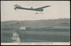 Aviation, pilot Latham in full flight (1 item)  Original Dutch ...