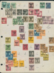 Vaste collection de timbres pré-oblitérés sur feuilles volantes, ...