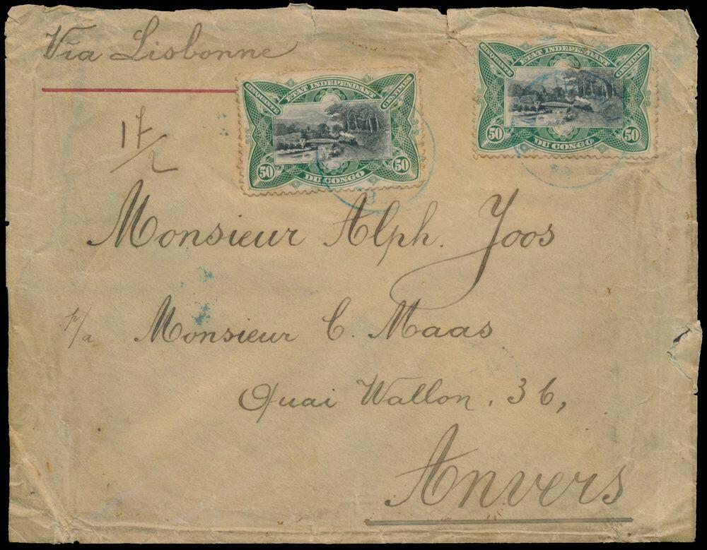 1896, n° 24 (2x) ‘50c. green’, letter with double postage sent ...
