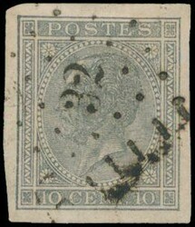 N° 17 "10c. grey", imperforate, cancellation P.32-Beaumont, ...