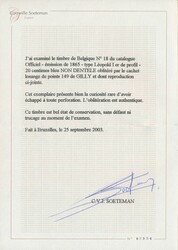 N° 18 "20c blue", imperforate, cancellation P.149-Gilly, Soeteman ...