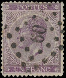N° 21a "1fr. violet", red cabbage, cancel Pt.60-Bruxelles, vf (OBP ...
