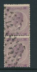 N° 21A "1fr. violet" in vertical pair, dotted cancel 12 Antwerp, vf ...