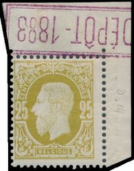 N° 32B "25c. bistre olive", Tanding 14, corner piece, with "Depot ...