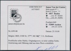 N° 37 "5fr. brown-red", slightly manipulated gum, fresh colour, with ...