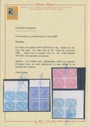 N° 38/41 "Complete set" in blocks of four, with photo certificate ...