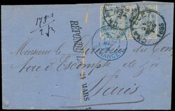 1851 N° 40 "25c. light blue", two items on letter with contents, ...