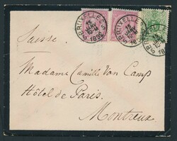 1892 N° 46 (2x) and 45, on envelope (death notice), cancelled with ...