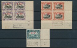 N° 157, 158 und 160 Die 3 Werte mit Randinschrift „Dépôt 1918” ...