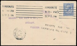 1914 Brief mit englischen Marken Yv. 143 „2 1/2 Pence blau”, mit ...