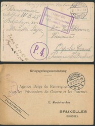 Schönes Los von 12 Poststücken von Kriegsgefangenen (belgisch) aus ...