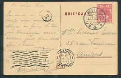 1919 Terneuzen, Abstempelung vom 4.8.19, nach Antwerpen, mit Ankunft ...