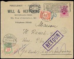 1939 N° 286, with mechanical cancel, dated 27/6/1939 to Luxembourg, ...