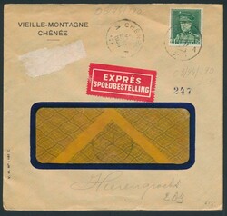 1936 N° 323 „5 Fr. grün” auf Expressbrief von Chenée 29/7/1936 ...