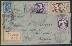 1945 Registered mail, from Dolisie, stamps from "Afrique Equatoriale ...