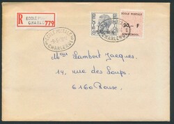 N° 1647 "8fr. gris", "SPECIMEN" sur lettre "Ecole ...