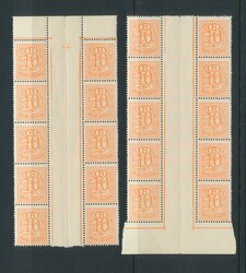 S 47 "10c. orange", en deux parties à partir de la marge centrale et ...