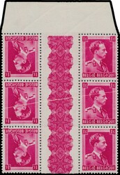 KT 22-Cu, "1fr. carmin", sur feuille souvenir contenant 3 timbres ...