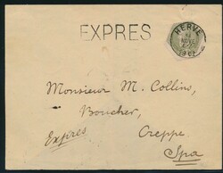 1902 TG 5 auf Briefumschlag, aus Spa (Abstempelung SPA(Bahnhof)), TG ...