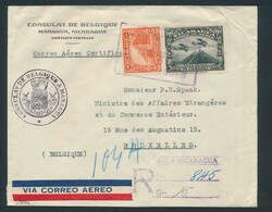 1937 Belgian Consulate Managua, Nicaragua, registered by airmail to ...