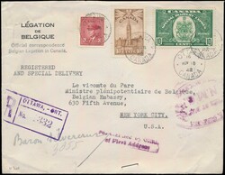 1942 Belgian Legation in Ottawa (Canada), registered letter to ...