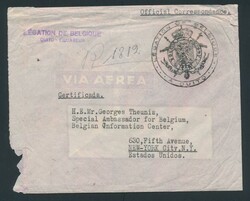 1942 Belgian Legation in Quito (Ecuador), LP letter to New York, f/to ...