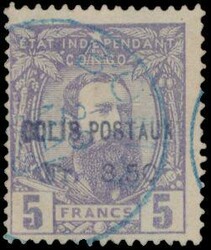 CP 2 ‘5fr. violet’ from 1887 with overprint ‘COLIS POSTAUX / FR ...