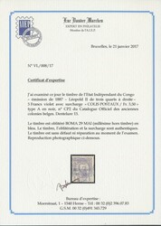 CP 2 ‘5fr. violet’ from 1887 with overprint ‘COLIS POSTAUX / FR ...