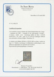 CP 4 "5fr. violet" with in box overprint 'Colis postaux Fr 3.50' blue ...