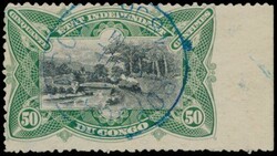 N° 24 ‘50c. green’ with right margin of sheet imperforated, rare ...