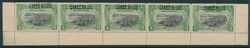 N° 30L ‘5c. green’, ban, strip of 5 stamps with local overprint ...