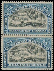 N° 67-Cu, "25c blue - Mols Bilingual 1915 issue", in vertical pair, ...