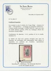 N° 93A ‘1921 on 5fr.’ with typographical overprint ‘CONGO ...